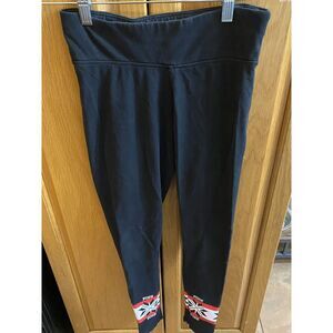 Victoria's Secret PINK Yoga Pants Black w/ Snowflake Accent Size Small